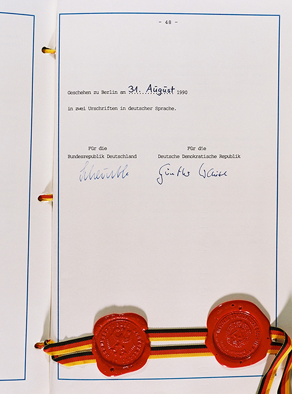 Unterschriftenseite des Einigungvertrages (31. August 1990)