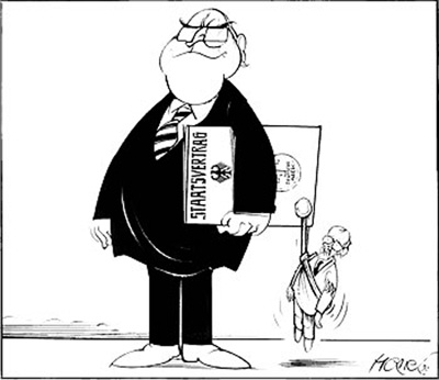 Karikatur: Staatsvertrag zwischen der BRD und der DDR (1990)