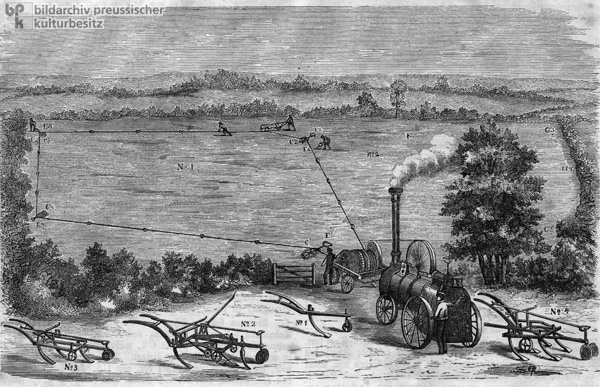 Dampfpflug aus dem Jahr 1858 (um 1860)