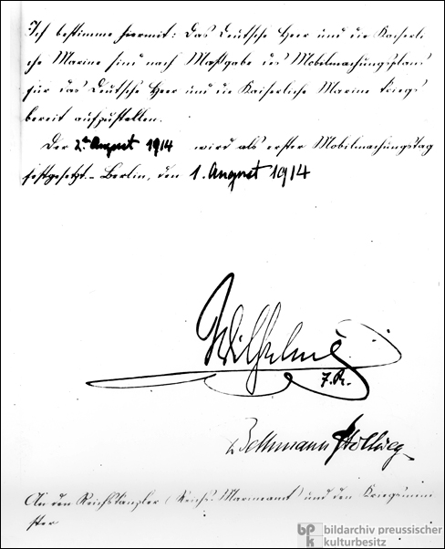 The Kaiser’s Order for German Mobilization (August 1, 1914)