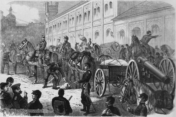 Ankunft der Mecklenburger Artillerie in Leipzig (Juni 1866)