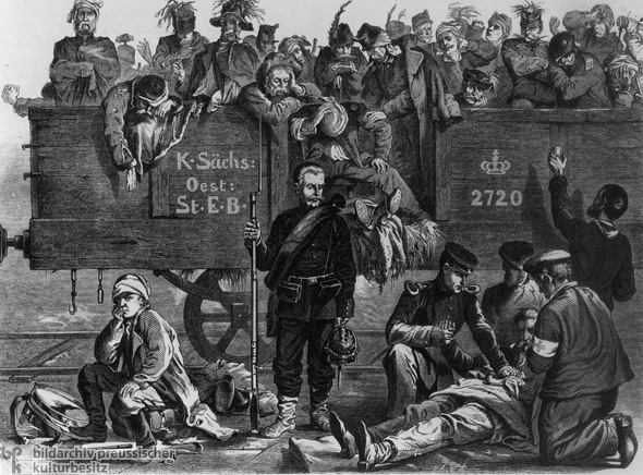 Ankunft von Verwundeten in Dresden (Juni-Juli 1866)