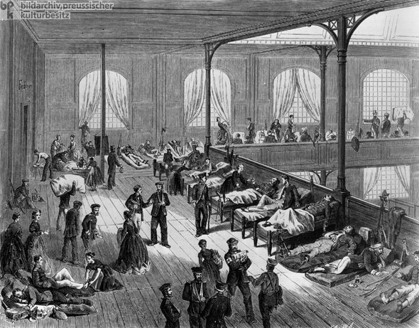 Lazarette in Leipziger Turnhalle (Juli 1866)