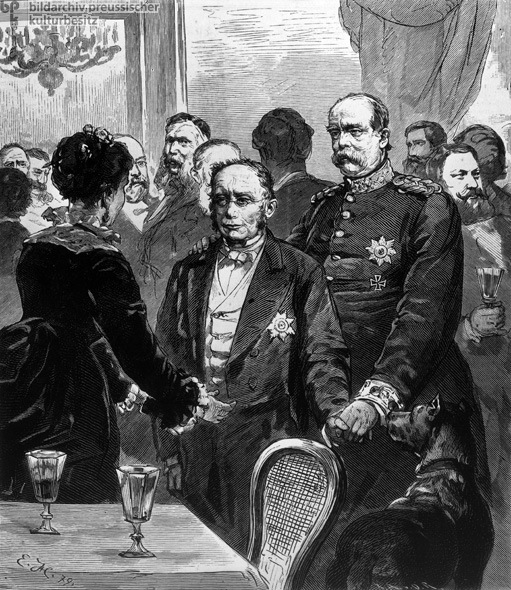 Bismarck und der Vorsitzende der Zentrumspartei Ludwig Windthorst (3. Mai 1879)