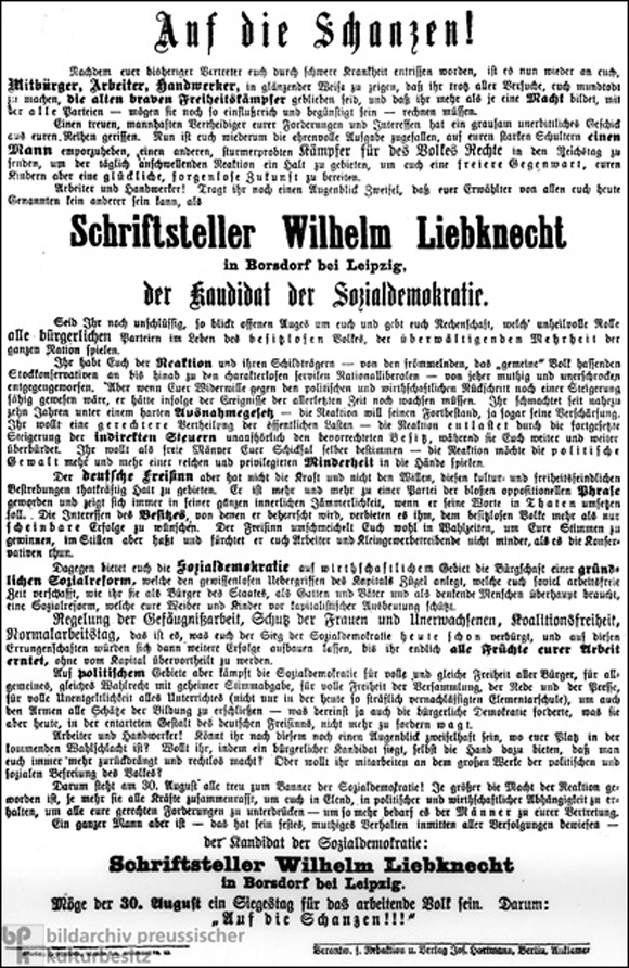 Election Manifesto for Wilhelm Liebknecht (August 30, 1888)