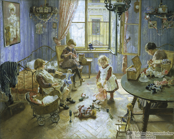 Fritz von Uhde, <i>Children’s Nursery</i> [<i>Die Kinderstube</i>] (1889)
