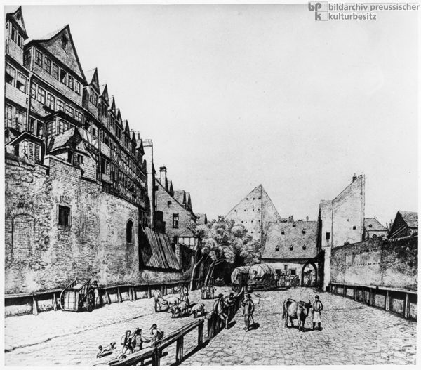Die Judengasse mit Viehhof in Frankfurt am Main (17. Jahrhundert)