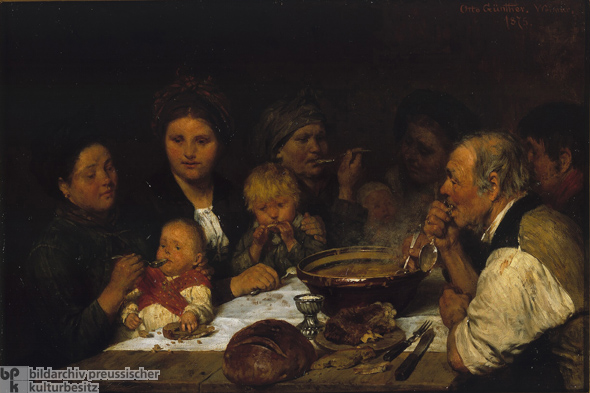 Otto Günther, <i>The Day Laborers' Table</i> [<i>Am Tagelöhnertisch</i>] (1875) 
