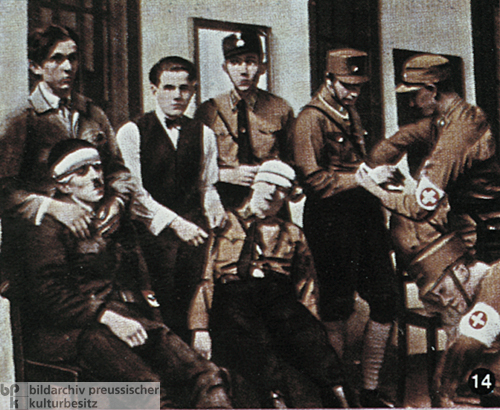 SA Medics Treat Wounded SA Members after a Beer Hall Fight (1930)