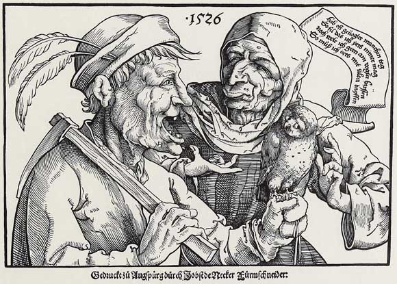 Satirische Darstellung eines lüsternen Bauern (1526)