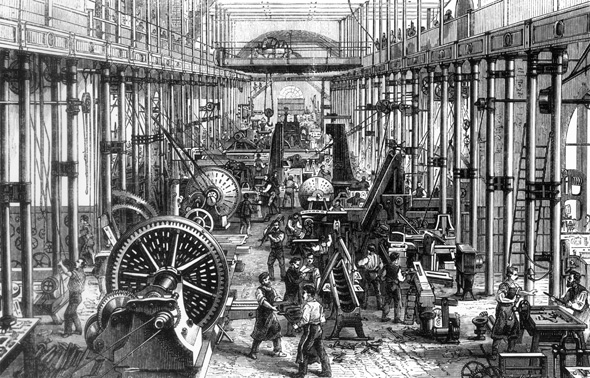 Maschinenraum in Richard Hartmanns Fabrik (1868)
