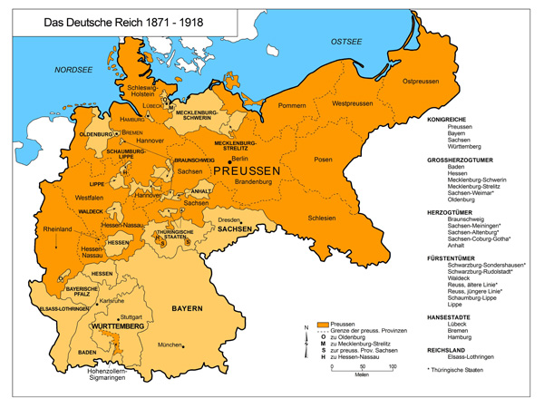 Karte Deutsches Reich 1871