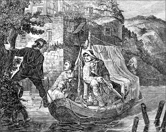 Schleichhändler landen am Ufer eines Flusses (1830)