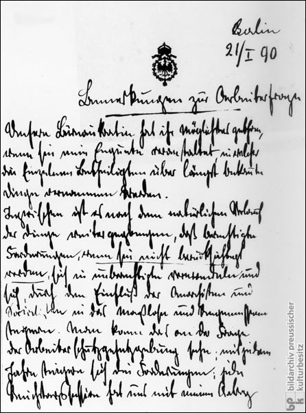 Bemerkungen Kaiser Wilhelms II. zur Arbeiterfrage (21. Januar 1890)