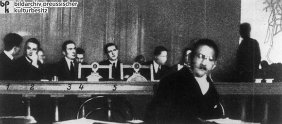 Die Angeklagten im Rathenau-Prozess (13.Oktober 1922)