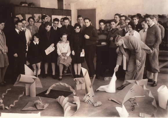 Josef Albers Evaluates Student Work (c. 1928)