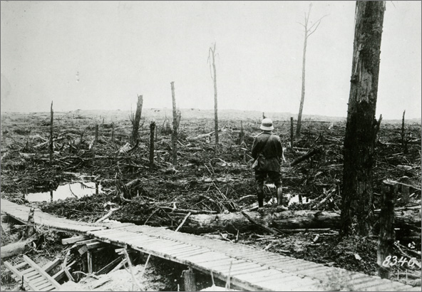 Devastated Landscape in Armentières (April 1918)