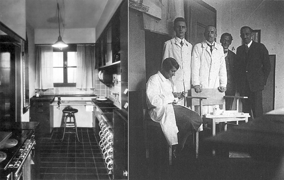 Frankfurt Kitchen (left) Grete Schütte-Lihotzky (seated) with colleagues from the Frankfurt Municipal Building Department (c. 1928)