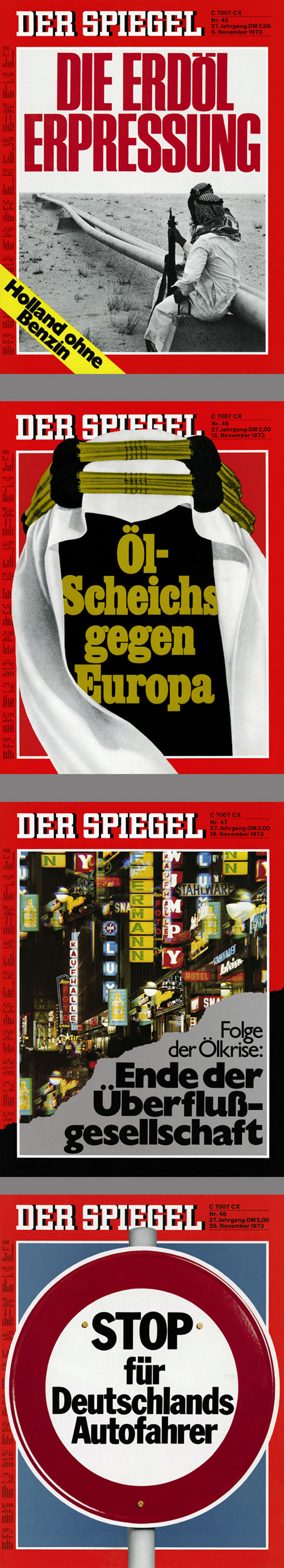 <i>Spiegel</i>-Titelblätter zur Ölkrise (November 1973)