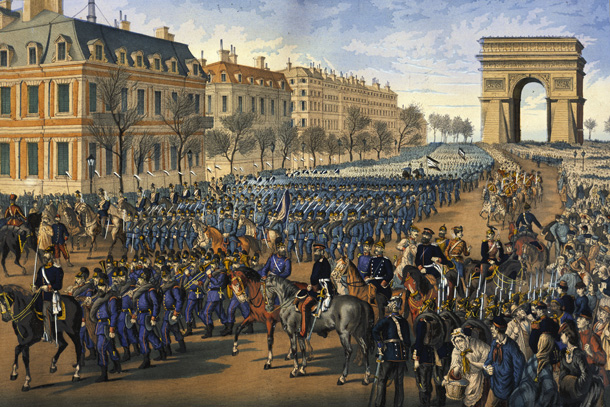 Troops Parade Down the Champs Élysée in Paris (March 1, 1871) 