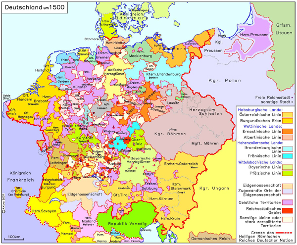Deutschland mit Reichsstädten (um 1500)